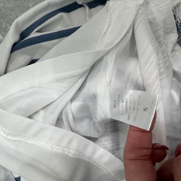 The Impeccable Pig Crew Neck Short Sleeve Navy Striped Shirt Dress Size Small - Picture 7 of 7